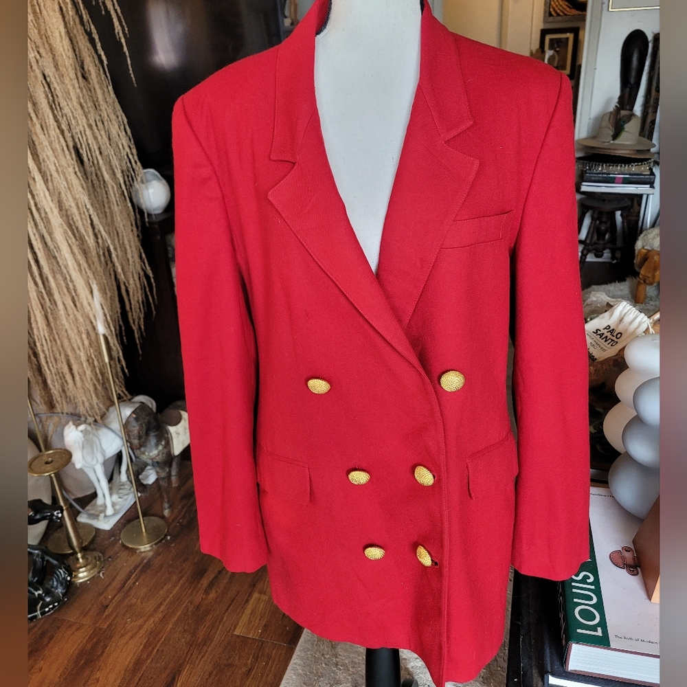 Evan Picone Red vintage Blazer with Gold Buttons